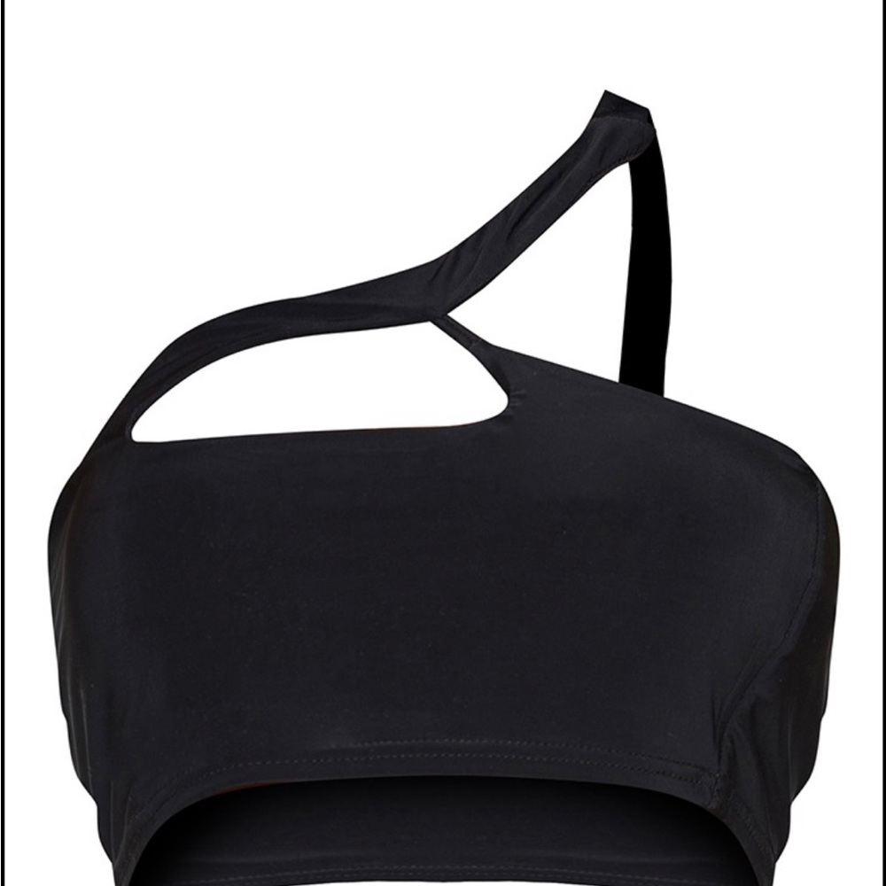 NWT PRETTY LITTLE THING ONE SHOULDER CROP TOP BLACK Size US 12